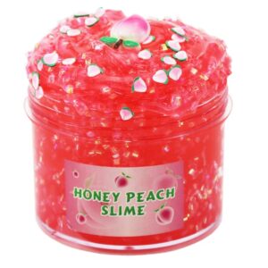 newest peach crunchy slime, clear slime kit with glimmer for girls,birthday gifts school party favors toy for girls and boys,super soft and non-sticky stress relief toy(7oz).