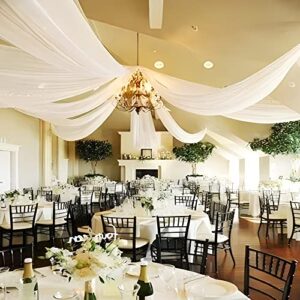 Wedding Ceiling Drapes for Party 6 Panels 5ftx15ft Chiffon Fabric Arch Ceiling Draping Kit Sheer Backdrop Curtains for Wedding Ceremony Reception Banquet Halls Decorations