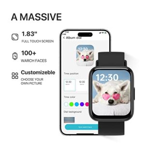 Smart Watch for Men Women - Answer/Make Calls/Quick Text Reply, 1.83" Screen for Android Phones iPhone Samsung Compatible IP68 Waterproof Smartwatch Fitness Tracker Heart Rate Blood Oxygen Monitor