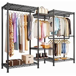 raybee 77" h clothes rack heavy duty clothing racks for hanging clothes 720lbs adjustable clothing rack portable closet racks for hanging clothes wire garment rack black 13.9" d x 70.6" w x 77" h