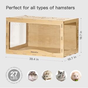 MEWOOFUN Large Hamster Cage Wooden Hamster Cage for Syrian Hamster Without Accessories (Front-closing-39.4" L X 19.7" W X 19.7”H)