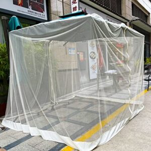 7.5-11 FT Beige Patio Umbrella Mosquito Net, Polyester Mesh Umbrella Screen, Universal Canopy Umbrella Mosquito Netting with Zipper Door and Adjustable Rope, Fits Outdoor Umbrellas and Patio Tables