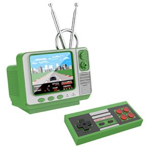 e-mods gaming retro games console gv300s mini tv style 308 video games player with handheld gamepad & av output - 3.0 inch screen electronic games machine xmas gift for kids adults (green)