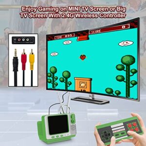 E-MODS GAMING Retro Games Console GV300S Mini TV Style 308 Video Games Player with Handheld Gamepad & AV Output - 3.0 Inch Screen Electronic Games Machine Xmas Gift for Kids Adults (Green)