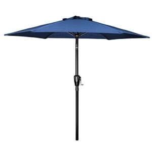 simple deluxe 7.5ft patio umbrella outdoor table market yard umbrella with push button tilt/crank, 6 sturdy ribs for garden, deck, backyard, pool, blue