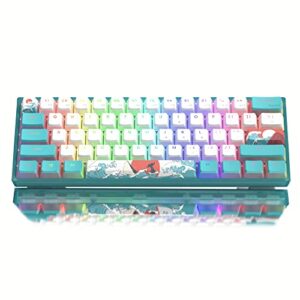 womier 60% percent keyboard, wk61 mechanical rgb wired gaming keyboard, hot-swappable keyboard with pbt keycaps for windows pc gamers - linear red switch