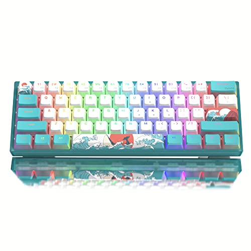 Womier 60% Percent Keyboard, WK61 Mechanical RGB Wired Gaming Keyboard, Hot-Swappable Keyboard with PBT Keycaps for Windows PC Gamers - Linear Red Switch