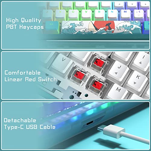 Womier 60% Percent Keyboard, WK61 Mechanical RGB Wired Gaming Keyboard, Hot-Swappable Keyboard with PBT Keycaps for Windows PC Gamers - Linear Red Switch