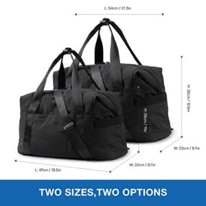 BAGSMART Gym Bag for Women, Carry on Weekender Overnight Bag, Travel Duffel Bags with Trolley Sleeve, Personal Item Travel Bag Tote Bag Workout Dance Bag, Black-Large