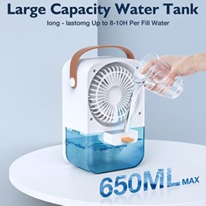 XL Evaporative Air Conditioner Portable Air Cooler,Powerful 4-Speed,Quiet, 650 ML Water Tank,Display Prower Desktop Cooling Fan For Bedroom, Office, Living Room & More