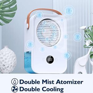 XL Evaporative Air Conditioner Portable Air Cooler,Powerful 4-Speed,Quiet, 650 ML Water Tank,Display Prower Desktop Cooling Fan For Bedroom, Office, Living Room & More