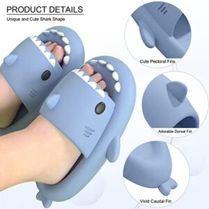 EECH Boys Girls Cloud Shark Slides Kids, 2023 Big Kid Shark Slippers, Upgraded Thick Sole Shark Sandals Shark Shoes Non-Slip for Kids Outdoor Indoor Summer(Blue, 10-11 Little Kid)