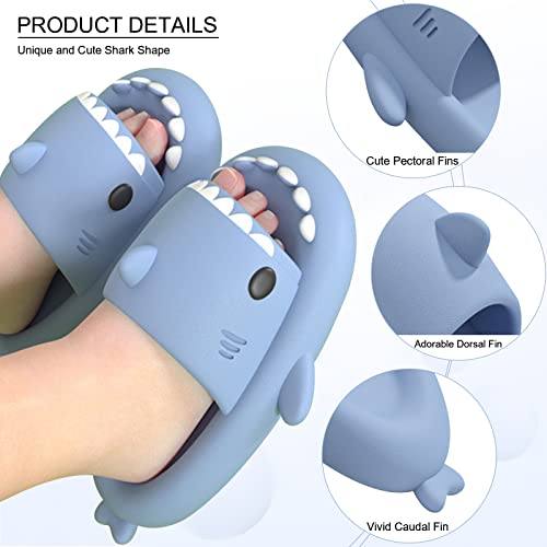 EECH Boys Girls Cloud Shark Slides Kids, 2023 Big Kid Shark Slippers, Upgraded Thick Sole Shark Sandals Shark Shoes Non-Slip for Kids Outdoor Indoor Summer(Blue, 10-11 Little Kid)