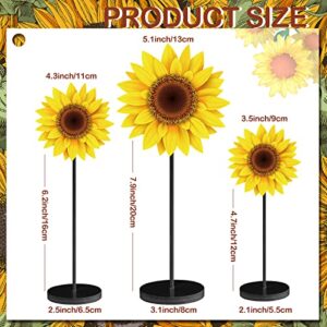 3 Pcs Summer Sunflower Wood Table Sign Standing Wooden Sunflower Tabletop Home Decor Rustic Wooden Tabletop Centerpiece Tall Standing Block Decorations for Farmhouse Rustic Kitchen Table