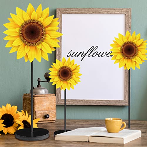 3 Pcs Summer Sunflower Wood Table Sign Standing Wooden Sunflower Tabletop Home Decor Rustic Wooden Tabletop Centerpiece Tall Standing Block Decorations for Farmhouse Rustic Kitchen Table