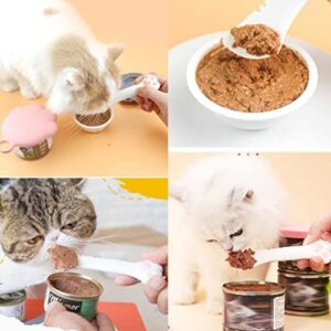 Zerodis Cat Daily Necessities, Pet Canned Spoon for Pet Food Can Supplies Cat Jar Opener Cat Paw Design Multifunction (White)