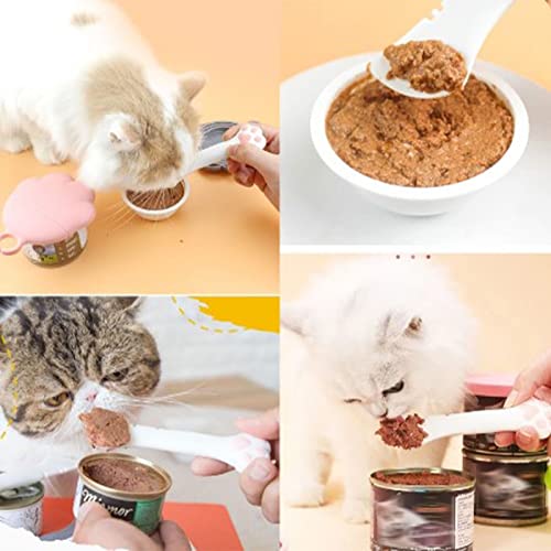 Zerodis Cat Daily Necessities, Pet Canned Spoon for Pet Food Can Supplies Cat Jar Opener Cat Paw Design Multifunction (White)