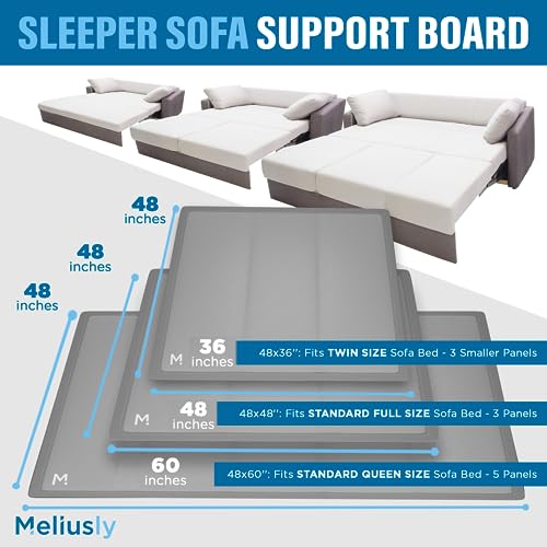 Meliusly® Sleeper Sofa Support Board (48x60 Queen Size) - Sleeper Sofa Support for Sofa Bed, Sleep Sofa Bar Shield for Sofa Bed or Pullout Couch, Cushion Bar Sofa Bed Mattress Support Board Slats