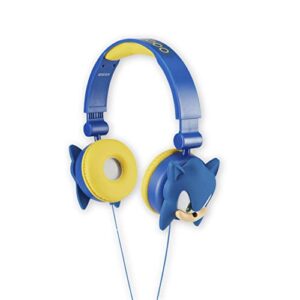 sonic the hedgehog over-ear headphones for kids - adjustable headband, stereo sound, tangle-free cable, volume control, and 3.5mm jack - perfect for school, home, and travel