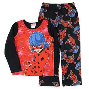komar kids miraculous ladybug girls be yourself girl power 2 piece pajama set, 8 multicolored