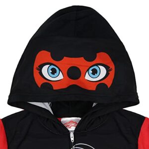 Komar Kids Miraculous Ladybug Girls Girl Power Full Zip Blanket Sleeper Hooded Pajama, 4 Black