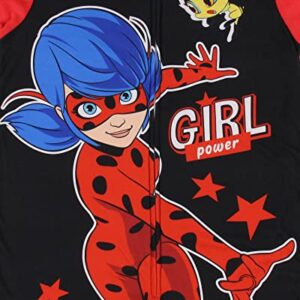 Komar Kids Miraculous Ladybug Girls Girl Power Full Zip Blanket Sleeper Hooded Pajama, 4 Black