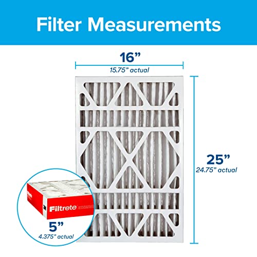 Filtrete 16x25x5 Air Filter, MPR 1000, MERV 11, Micro Allergen Defense 3-Month Pleated 5-Inch Air Filters, 2 Filters