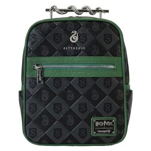 loungefly harry potter: slytherin mini-backpack with wand handle, amazon exclusive