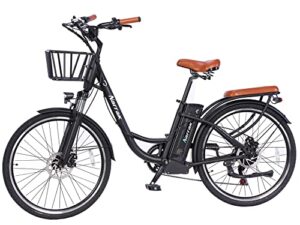 narrak electric bicycles, 350w brushless motor, 36v10ah removable battery, large m5 display, 26" city e-bike step-thru frame, 20mph max speed, mountain e-bike, for adults (black color)