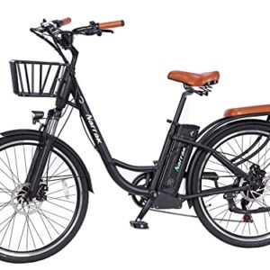 NARRAK Electric Bicycles, 350W Brushless Motor, 36V10Ah Removable Battery, Large M5 Display, 26" City e-Bike Step-Thru Frame, 20Mph Max Speed, Mountain e-Bike, for Adults (Black Color)