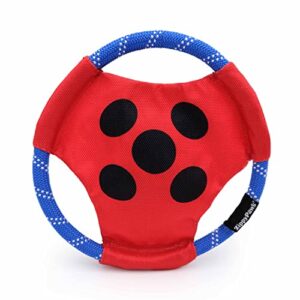zippypaws x miraculous, ladybug rope gliderz - durable outdoor dog toy, pet flying disc, soft frisbee dog toy for throwing & fetching, gift for dog dads - blue