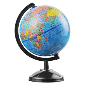 educational world globe for kids learning - 6 inch spinning globes of the world with stand for students learning geography, world mova globe map decorative kids room classroom, desk, office or home
