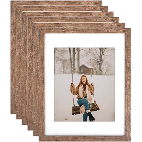 TOFOREVO 11x14 Picture Frames Set of 6 Rustic Wood Grain Photo Frame for Gallery Wall Mounting