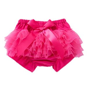 newborn infant baby girls boys bow tie solid spring summer shorts pp pants bloomers triangle (hot pink, 0-3 months)