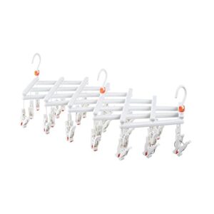 shzmjl foldable clothes drying hanger with 29 clips-drip hanger-sock，laundry drying rack hanger for socks bras，the clips release quickly,large clamp of imitation turbine (white)