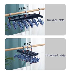 SHZMJL Foldable Clothes Drying Hanger with 29 Clips-Drip Hanger-Sock，Laundry Drying Rack Hanger for Socks Bras，The Clips Release Quickly,Large Clamp of Imitation Turbine (White)