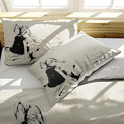 AKARDO Alchemist Anime Edward Duvet Covers Soft Microfiber Washed Duvet Cover Set 3 Pieces with Zipper Closure,Beding Set (19,Full (79"x90"))