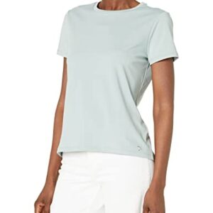 Calvin Klein Women's Comfortable Casual Crew Neck Nylon Spandex Short Sleeve, Jadeite