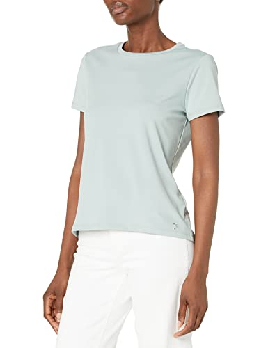 Calvin Klein Women's Comfortable Casual Crew Neck Nylon Spandex Short Sleeve, Jadeite