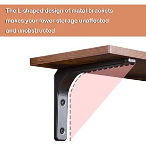 DINZI LVJ Long Wall Shelves, 39.4Inch Wall Mounted Shelves Set of 2, Extra Large Wall Storage Ledges with Sturdy Metal Brackets for Living Room, Bathroom, Bedroom, Kitchen, Rustic Brown