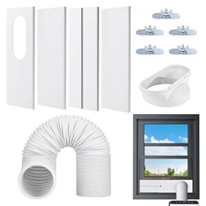 Kesfitt Portable Air Conditioner Window Vent Kit with 5.9'' Exhaust Hose & Coupler,Upgraded Seamless AC Kit,Window Seal Plates Adjustable Length from 17" to 60" for Sliding