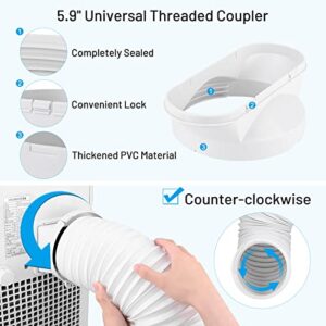 Kesfitt Portable Air Conditioner Window Vent Kit with 5.9'' Exhaust Hose & Coupler,Upgraded Seamless AC Kit,Window Seal Plates Adjustable Length from 17" to 60" for Sliding