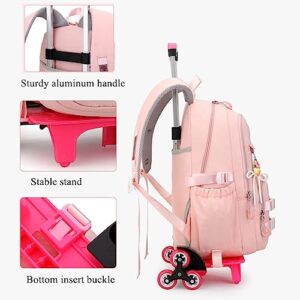 ZHANAO Girls Rolling Backpack Wheeled Backpack for Boys Trolley School Bags Kids Luggage Roller Backpack with Wheels