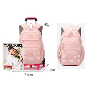 ZHANAO Girls Rolling Backpack Wheeled Backpack for Boys Trolley School Bags Kids Luggage Roller Backpack with Wheels
