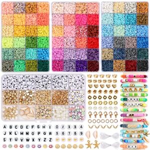 quefe 15350pcs, 72 colors clay beads for bracelet making kit, jewelry making kit for girls 8-12, polymer heishi beads, letter beads for jewelry making, for gifts, crafts, preppy