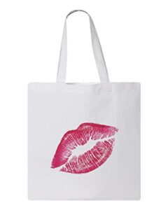 kiss mark design, reusable tote bag, lightweight grocery shopping cloth bag, 13” x 14” with 20” handles