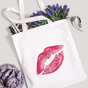 KISS MARK DESIGN, Reusable Tote Bag, Lightweight Grocery Shopping Cloth Bag, 13” x 14” with 20” Handles