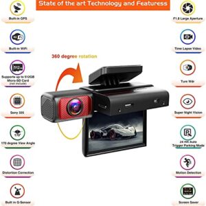 4K Dash Cam Built-in WiFi Front Dash Camera 3'' IPS Screen Car Driving Recorder 170°Wide Angle Dashboard Camera with Super Night Vision WDR G-Sensor Parking Monitor Loop Recording