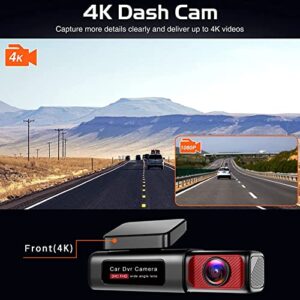 4K Dash Cam Built-in WiFi Front Dash Camera 3'' IPS Screen Car Driving Recorder 170°Wide Angle Dashboard Camera with Super Night Vision WDR G-Sensor Parking Monitor Loop Recording