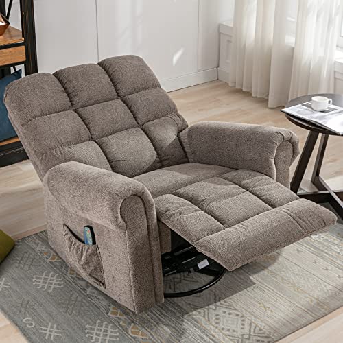 ANJ Oversized Rocker Recliner Chair with Massage and Heat, Manual Overstuffed Swivel Recliners for Big Man, Large Glider Rocking Reclining Chairs for Living Room, Camel